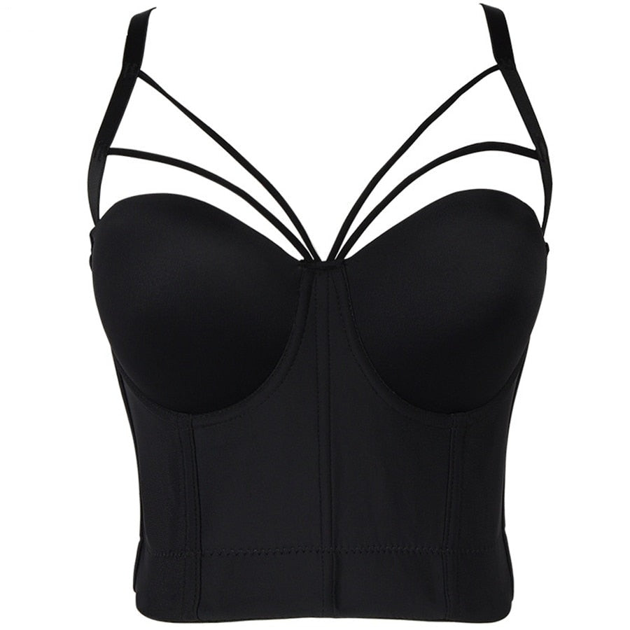 New Bodice Summer Top Sleeveless Short Sexy Push Up Crop Top Women Harajuku Off Shoulder Solid Camis With Built In Bra