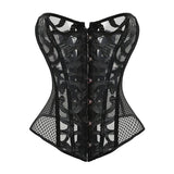 Sexy Corset Overbust Women Gothic Corset Top Mesh Shaper Slimming Waist Trainer Lace Up Corsets Bustiers Black White Plus Size
