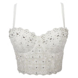 Crop Tops Rhinestone Lace Sexy Women Summer Push Up Cami Top Cropped To Wear Out Bralette Bra Corset