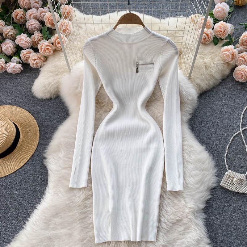 rose high neck ribbed bodycon dress Rose Rib High Neck Mini Dress