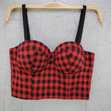Crop Top To Wear Out Bra Plaid Women Tops Sexy Nightclub Corset Summer Push Up Bralette Tops