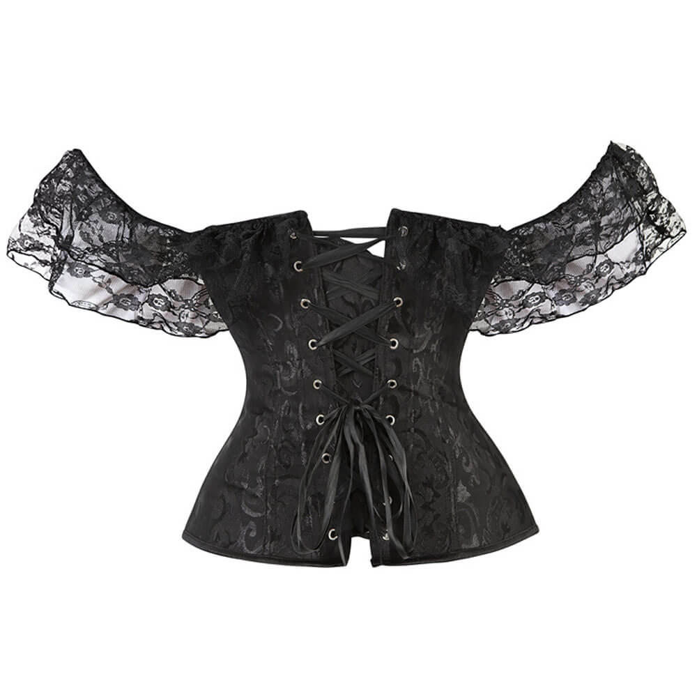 Off shoulder Corset Solid Corsets Overbust Corset Bustier Sexy Lolita Women Girl Outwear Waist Slimming Lace ruffles Gorset