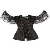 Off shoulder Corset Solid Corsets Overbust Corset Bustier Sexy Lolita Women Girl Outwear Waist Slimming Lace ruffles Gorset