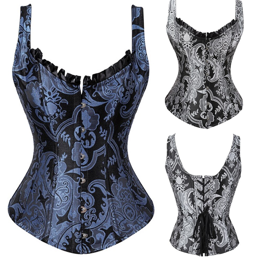 12 Spiral Steel Boned Gothic Women Waist Trainer Corsets Bustier Body Waist Cincher Overbust Top Lingerie Vest Body Shaper