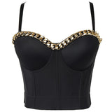 Gold-Plated Chain Corset Top Nightclub Sexy Crop Top To Wear Out Bra Push Up Bustier