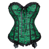 Women Corset Top Lace Up Overbust Boned Sexy Lingerie Renaissance Victorian Corsets Floral Pluse Size