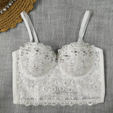 Crop Tops Rhinestone Lace Sexy Women Summer Push Up Cami Top Cropped To Wear Out Bralette Bra Corset