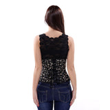 Women Sexy Skull Print Underbust Corset Lace Up Body Shaper Gothic Corset Bustier Lingerie Top Pirate Costume Brown Plus Size