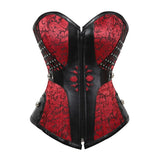 Women Overbust Corsets and Bustiers Gothic Steampunk Retro Spiral Steel Boned Zipper Lingerie Slimming Body Shaper