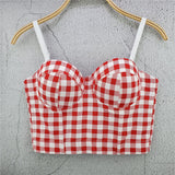 Crop Top To Wear Out Bra Plaid Women Tops Sexy Nightclub Corset Summer Push Up Bralette Tops
