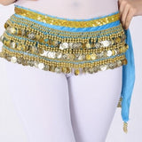 Multi-Rows Gold Coin Beads Belly Dance Skirt Wrap Gift Idea Dance Shows Party Night Out Shining Velvet Hip Scarf Skirt Dancewear