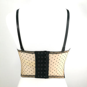 Polka Dot Lace Mesh Summer Short Sexy Corset Nightclub Party Women Camis Built In Bra Cropped Girls Crop Top