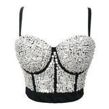 Sexy Bright Beading Sequins Nightclub Push Up Bralette Bra Cropped To Wear Out Corset Camis Crop Top
