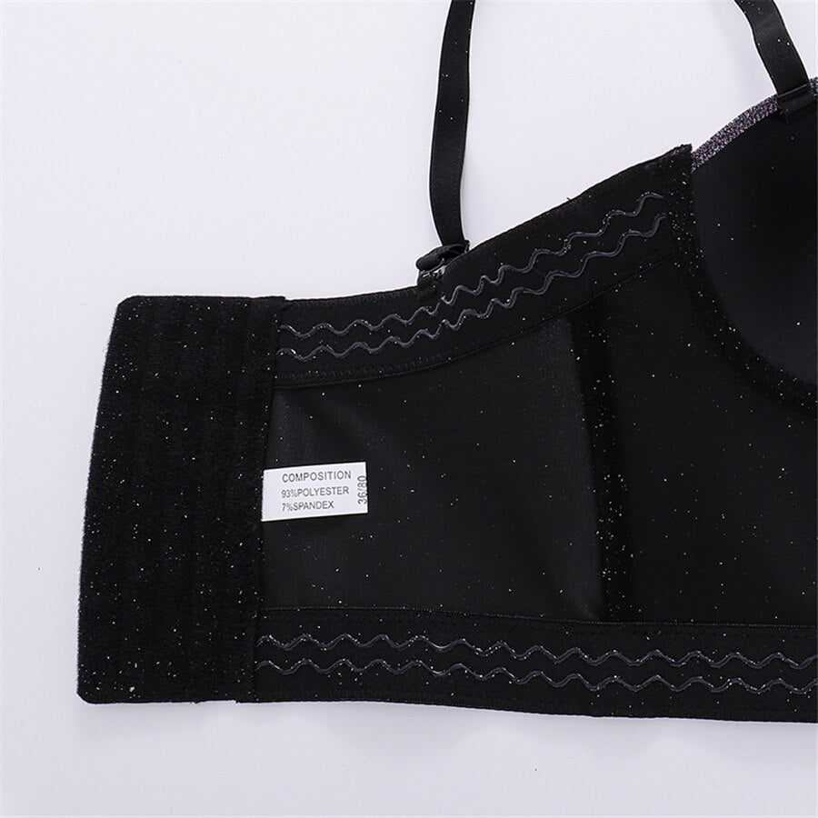Crop Top with Built In Bra Women Shiny Sexy Body Bright Line Off Shoulder Straps Party Corset Tops Push Up Bralette