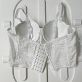 Off Shoulder Tanks Camis Summer Sexy Corset Lace Embroidery Short Crop Top To Wear Out Push Up Bralette Cropped