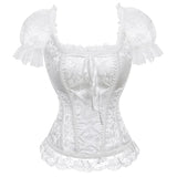 Retro Renaissance Corset Princess Palace Clothing Transparent Shoulder Sleeves Lingerie Bodyshaper straps