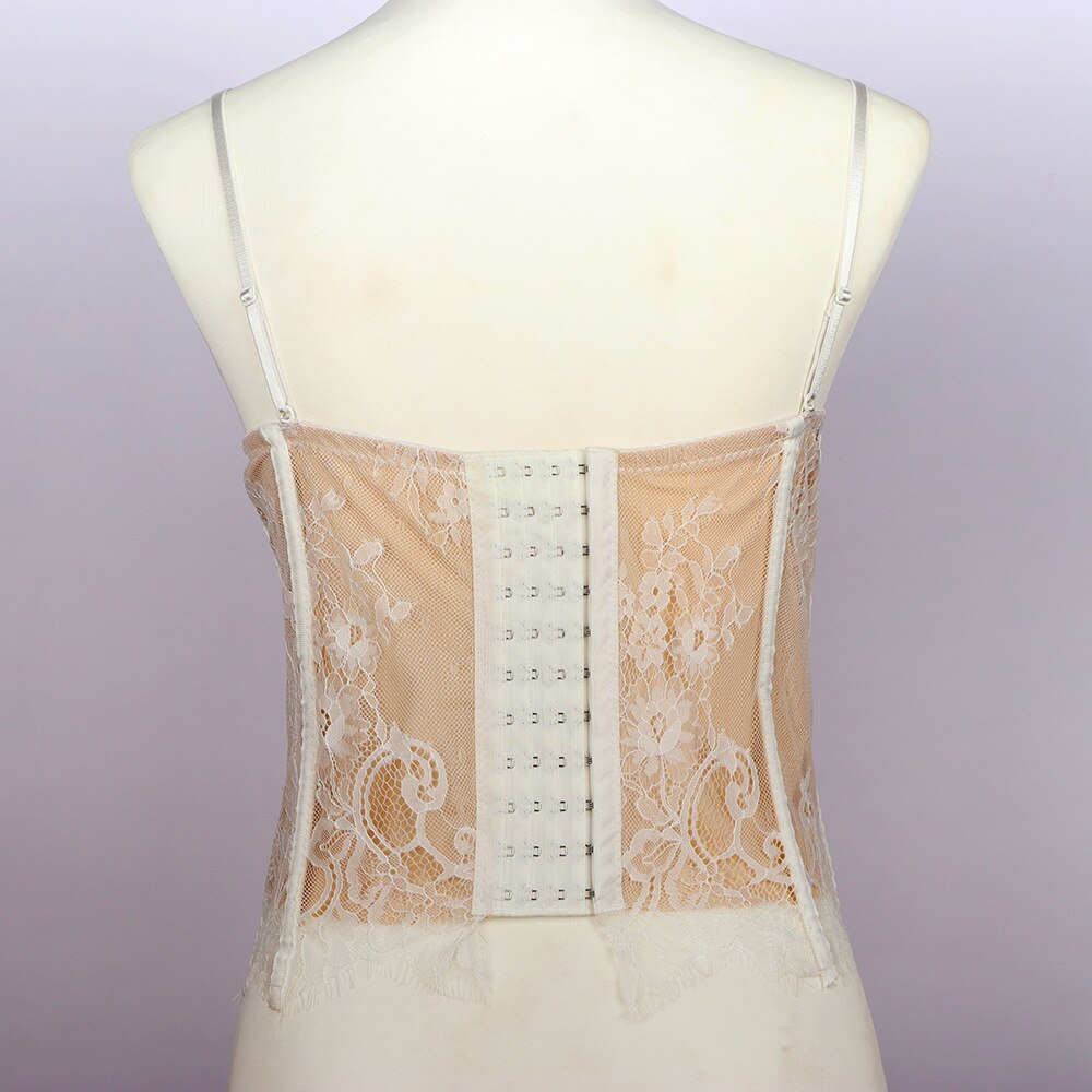 Lace Mesh Sexy Corset With Cup Nightclub Party Women Camis In Bra Cropped Crop Top Push Up Breast Clothes