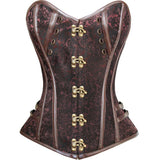 Women Steampunk Corsets Short Korset Gothic Overbust Bustier Jacquard Floral Lace Corselet