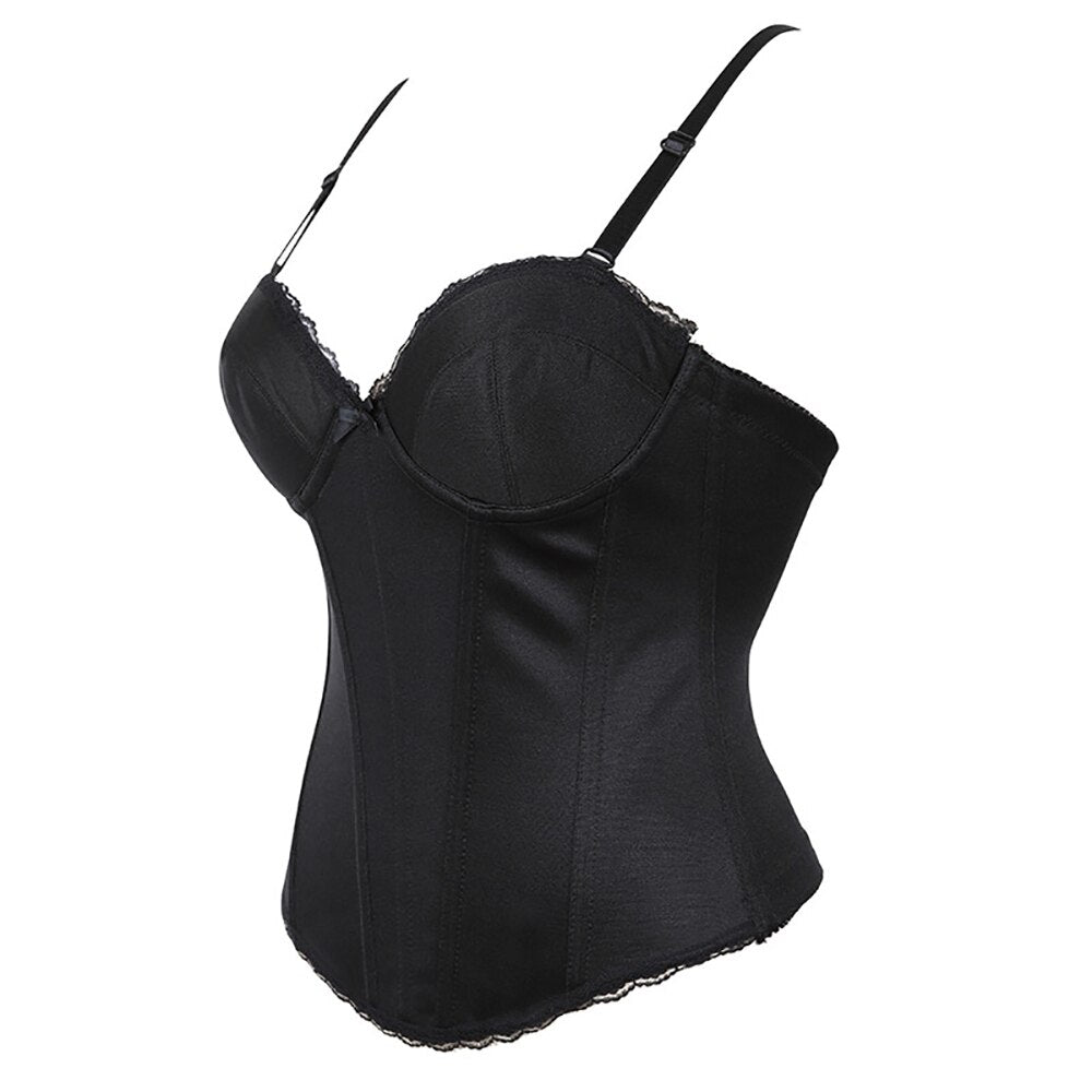 Straps Sexy Womens Boned Waist Cincher Corset Bustier Overbust Lingerie Underwear Size XS-XXL