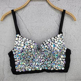 Women Crop Top To Wear Out Bra Summer Sexy Push Up Bustier Camis Corset Tops Diamond Night Club Party Top