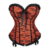 Women Corset Top Lace Up Overbust Boned Sexy Lingerie Renaissance Victorian Corsets Floral Pluse Size