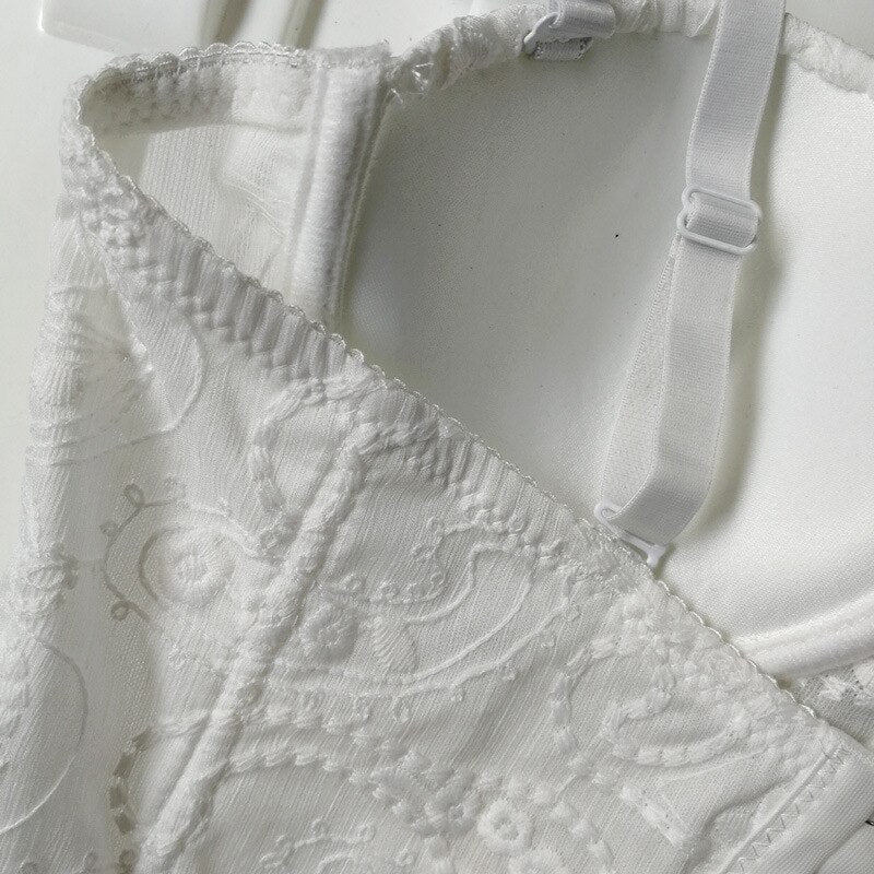 Off Shoulder Tanks Camis Summer Sexy Corset Lace Embroidery Short Crop Top To Wear Out Push Up Bralette Cropped