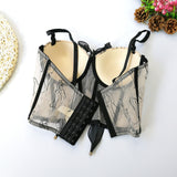 Mesh Bead Summer Sexy Corset Nightclub Party Short Women Camis Built In Bra Cropped Crop Top Push Up Breast