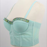 Breathable Woven Fabric Sexy Beading Diamond Top Push Up Bustier Party Corset Camis Crop Top To Wear Out