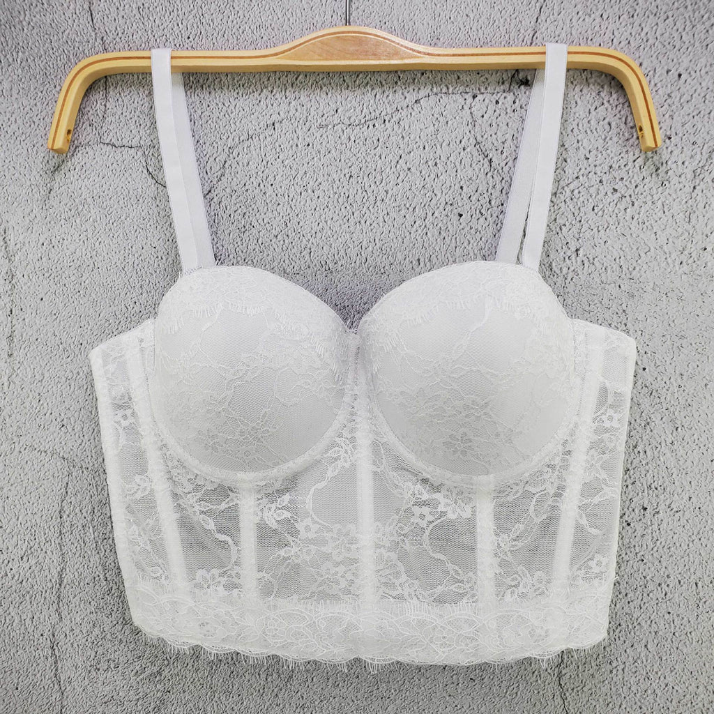 Lace Sexy See Through Crop Top To Wear Out Women Camis Summer Party Corset Push Up Bustier Bra