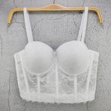 Lace Sexy See Through Crop Top To Wear Out Women Camis Summer Party Corset Push Up Bustier Bra