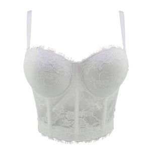 Lace Sexy See Through Crop Top To Wear Out Women Camis Summer Party Corset Push Up Bustier Bra