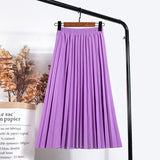 Women Vintage New Fashion Korean Skirt Elastic High Waist Pleated Leisure Retro Skirt Female Streetwear Luxury Faldas Clothes