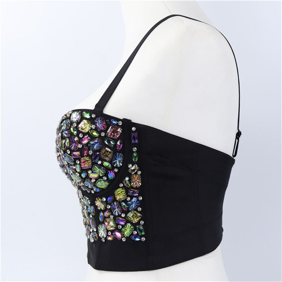Push Up Bralette Colorful Acrylic Short Nightclub Party Sexy Top With Built In Bra Crop Top Women Camis Tops