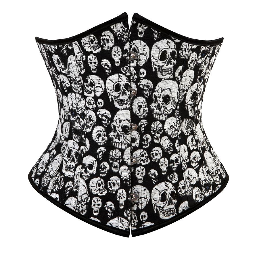 Women Sexy Gothic Skull Print Underbust Corset Burlesque Waist Cincher Body Shaper Corset Bustier Lingerie Top Plus Size Korsett