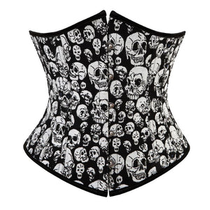 Women Sexy Gothic Skull Print Underbust Corset Burlesque Waist Cincher Body Shaper Corset Bustier Lingerie Top Plus Size Korsett