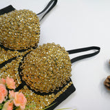 Sexy Bright Beading Sequins Nightclub Push Up Bralette Bra Cropped To Wear Out Corset Camis Crop Top