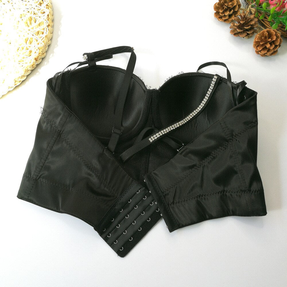 Summer Crop Top With Cups Embroidered Sexy Corset Party Short Women Camis In Bra Cropped  YH8286