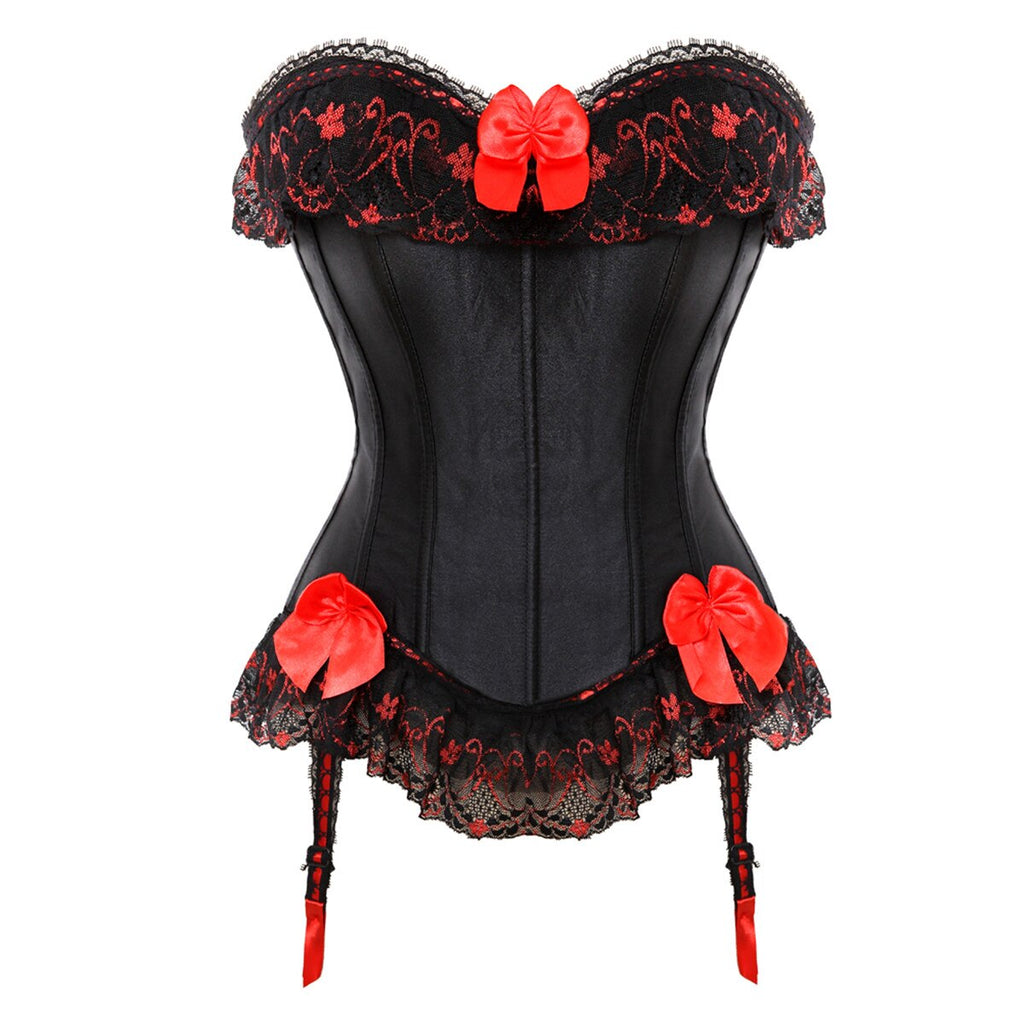Sexy Satin Straps Corset Cup stripe Spaghetti Showgirl lace up boned Waist Trainer Bustier Plus Size S-2XL Lingerie