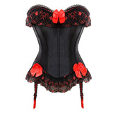 Sexy Satin Straps Corset Cup stripe Spaghetti Showgirl lace up boned Waist Trainer Bustier Plus Size S-2XL Lingerie