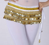 Multi-Rows Gold Coin Beads Belly Dance Skirt Wrap Gift Idea Dance Shows Party Night Out Shining Velvet Hip Scarf Skirt Dancewear
