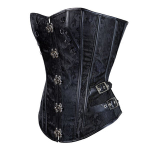 Women Steampunk Gothic Sexy Jacquard Buckle Overbust Corset Bustier Clubwear  Body Shaper Vintage Floral Corset Lingerie Top
