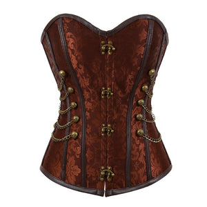 Women Steampunk Sexy Floral Overbust Corset Pirate Clothes Spiral Steel Boned Waist Trainer Body Shaper Corset Bustier Lingerie