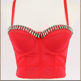 Breathable Woven Fabric Sexy Beading Diamond Top Push Up Bustier Party Corset Camis Crop Top To Wear Out
