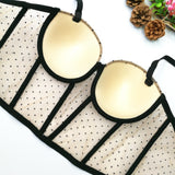 Polka Dot Lace Mesh Summer Short Sexy Corset Nightclub Party Women Camis Built In Bra Cropped Girls Crop Top