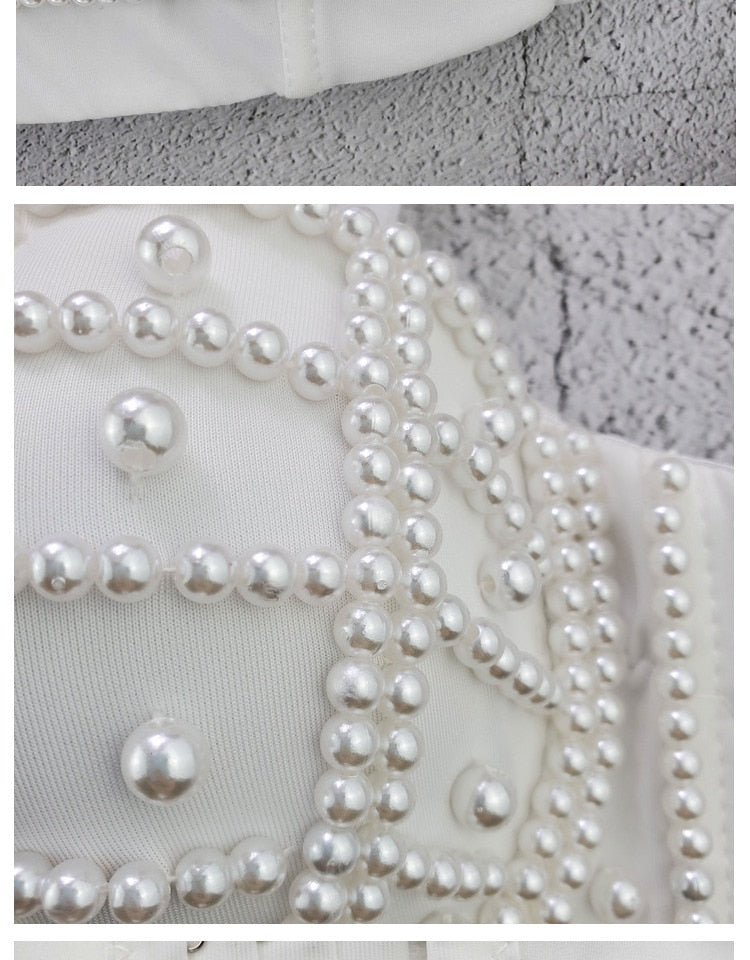 Summer Women Pearl Tank Sexy Cropped Tops Thin Vest Elegant Camisole Breast Wrap Streetwear