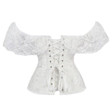 Off shoulder Corset Solid Corsets Overbust Corset Bustier Sexy Lolita Women Girl Outwear Waist Slimming Lace ruffles Gorset