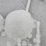Lace Embroidery Floral Mesh Sexy Women Top Push Up Slim Cami Top Bralette Bra Corset Tops To Wear Out