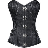 Women Steampunk Corsets Short Korset Gothic Overbust Bustier Jacquard Floral Lace Corselet