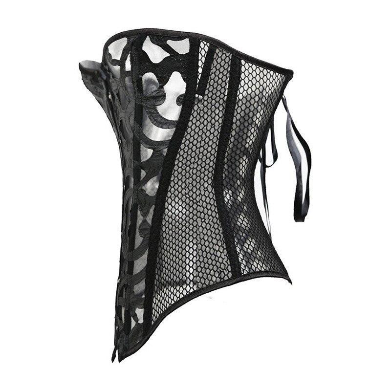 Sexy Corset Overbust Women Gothic Corset Top Mesh Shaper Slimming Waist Trainer Lace Up Corsets Bustiers Black White Plus Size
