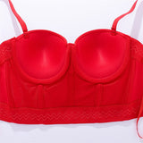 Crop Top With Built In Bra Short Sexy Beading Tassel Rhinestones Tops Push Up Bralette Solid Nightclub Camis